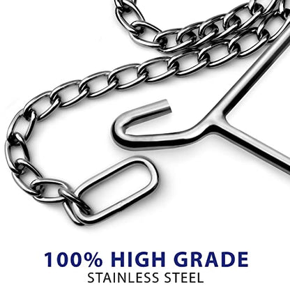 Durable OB Handle Apparatus with 2 Handle Puller Hooks and 2 Chains - Stainless Steel for Cow, Goat, and Cattle Delivery Instruments on Dairy Farms, 60 Inch - size: 60 Inch