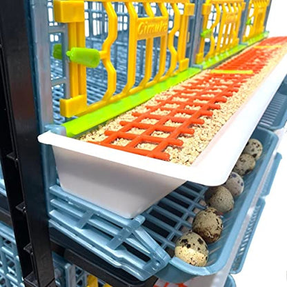 Hatching Time Quail Breeding Cage Indoor - 4 Layer Stackable Quail Coop, Easy Clean, Rust-Free, Egg Roll-Out Tray, Power-Washable PP Plastic Quail Pens with Frame & Wheels, Comfortplast by Cimuka - style: Traditional
