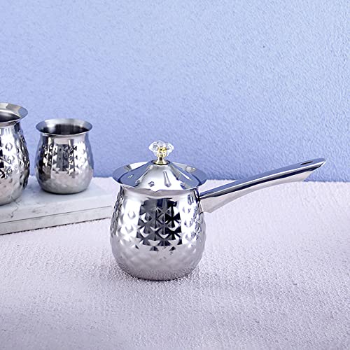 Turkish Coffee Maker, Chai Pot, Arabic & Greek Coffee Pot, 600 Ml / 20 Oz Silver Ibrik - color: Silver, size: Large