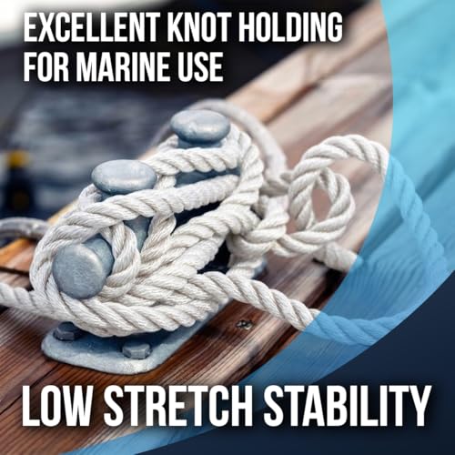 5071lbs Heavy Duty PP/Polyester/Nylon Rope, White, 1/2inX98FT | Weather-Resistant & Waterproof Rope for Pool, Camping, Construction & Rigging Applications - color: White, size: 1/2in X 98FT