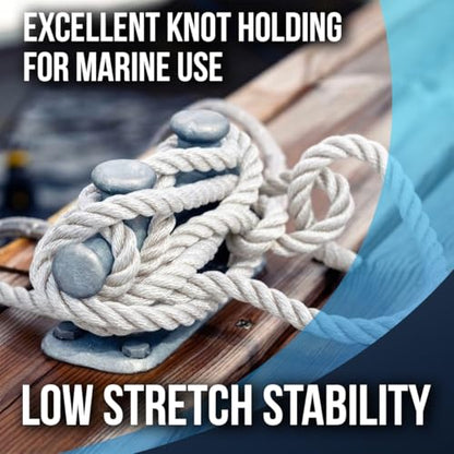 1323lbs Heavy Duty PP/Polyester/Nylon Rope, White, 1/4inX98FT | Weather-Resistant & Waterproof Rope for Pool, Camping, Construction & Rigging Applications - color: White, size: 1/4in X 98FT
