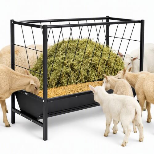 Goat Hay Feeder, Pasture Hay Feeder 70 Gallon Hay Grain Livestock Feeder