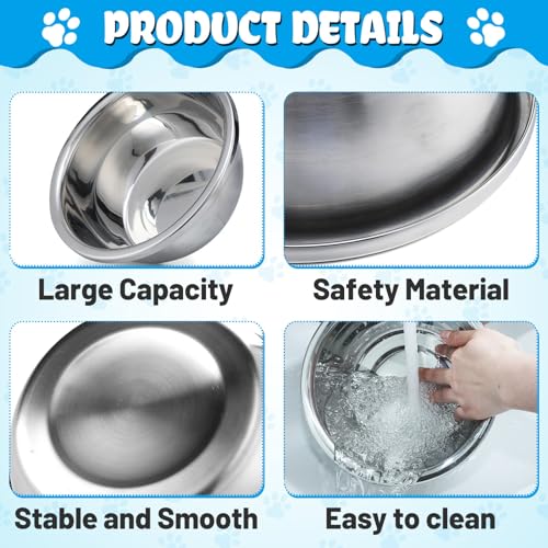MEWTOGO 2 Pcs 0.7 Gallon Food Grade Stainless Steel Dog Water Bowls - size: 0.7 Gallons