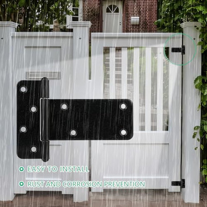 5 in T-Strap Shed Door Hinges 260 Lbs Capacity,6 Pack Heavy Duty Gate Hinge - color: Black, size: 5 in -6 pcs