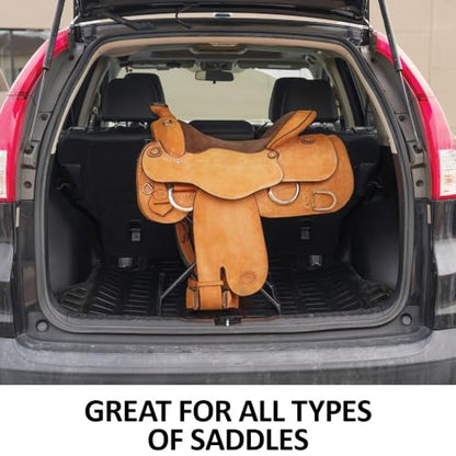 EASY-UP Folding Car Saddle Rack | Secure & Convenient Transport for Equestrian Enthusiasts | Color Black