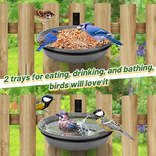 Alphatool Fence Bird Feeders Tray, 8.3'' Dia., Grey, 2 Pcs - color: Gray, size: 2pcs