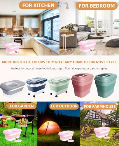 10-13 Lbs Airtight Dog Food Storage Container,Collapsible Pet Food Storage - color: Pink/10-13 Lbs