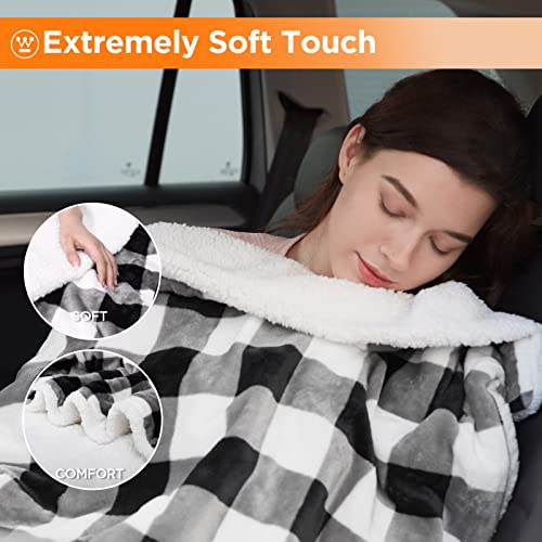 Westinghouse Heated Car Blanket, Grey Buffalo Plaid, 59x43 - color: Grey Buffalo Plaid