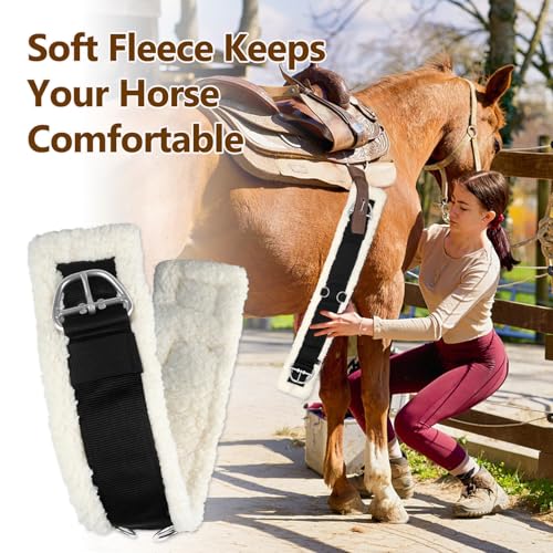 Western Cinch Horse Girth 28" to 34", Soft 25mm Thick Fleece Padding, White - size: 28 Inch