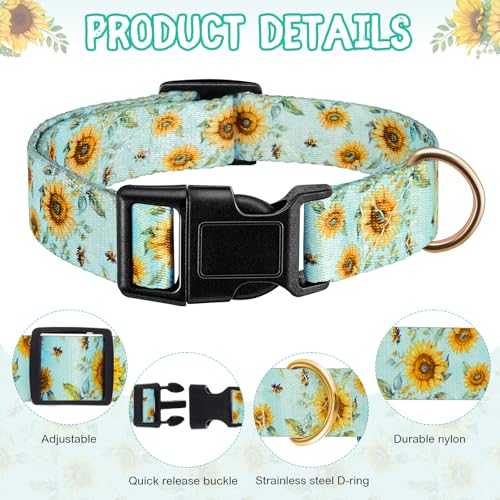 Goat Collar with Copper Bell Set for Sheep Lambs Pygmy Goat,Sunflower