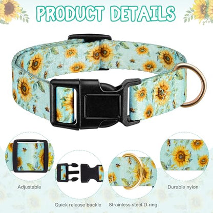 Goat Collar with Copper Bell Set for Sheep Lambs Pygmy Goat,Sunflower