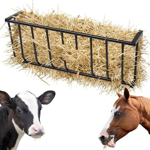 Hay Feeder, 40.5" x 9.5" x 15.7", Heavy-Duty Steel Goat, Sheep & Horse Hay Rack, Wall Mounted Holder