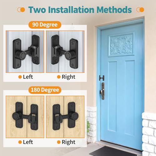 Barn Door Lock 2.4" 90/180 Flip Gate Latch, Black 1-Pack - color: Black-1 Pc