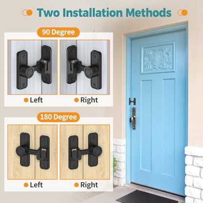 Barn Door Lock 2.4" 90/180 Flip Gate Latch, Black 1-Pack - color: Black-1 Pc