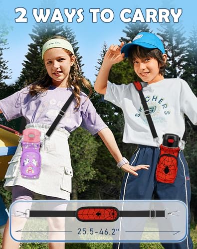 Miss Adola Water Bottle Carrier with Strap for Kids, 14-20 oz - color: Black Spider
