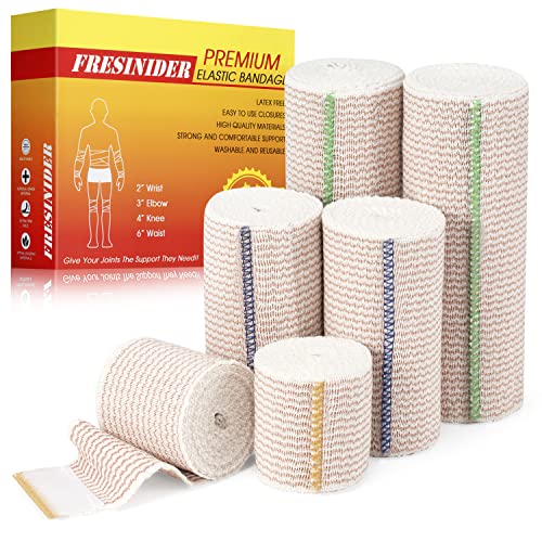 FRESINIDER Premium Elastic Bandage Wrap, 6-Pack Mix, Hook-and-Loop Closure - color: 6 Pack Mix (2, 4, 6 Inches)