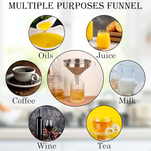 WMKGG 304 Stainless Steel Funnel,Funnels for Kitchen Use Filling Bottles - size: Funnels+Strainer