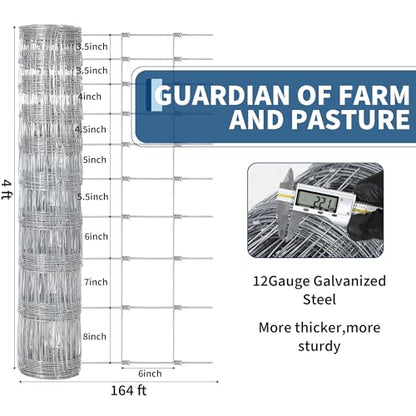 Livestock Wire Fence 4Ft x 328Ft Galvanized Wire for Livestock Deer Goat - size: 4ft x 328ft