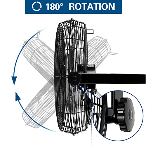 BILT HARD 4600 CFM 20 in. Industrial Wall Mount Fan, 3-Speeds High Velocity Wall Fan with Sealed Motor, Heavy Duty Metal Barn Fans for Garage, Commercial, Greenhouse, Warehouse & Shop Use