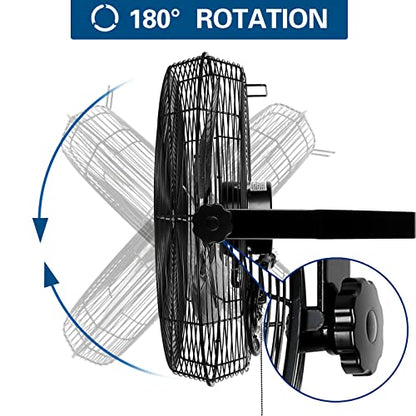 BILT HARD 4600 CFM 20 in. Industrial Wall Mount Fan, 3-Speeds High Velocity Wall Fan with Sealed Motor, Heavy Duty Metal Barn Fans for Garage, Commercial, Greenhouse, Warehouse & Shop Use