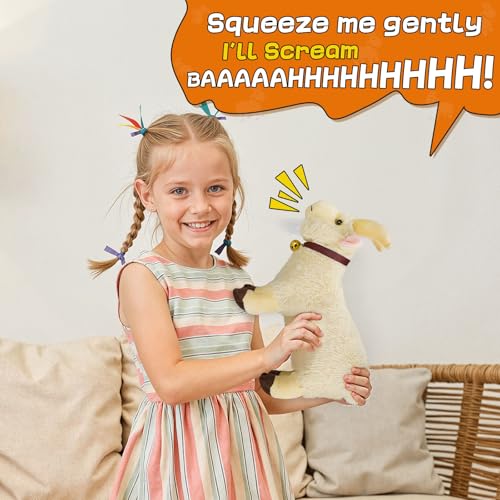Screaming Goat Plush Toy, Goat Stuffed Animal with Funny Screaming Sound – Prank Gift for Kids, Friends, and Coworkers