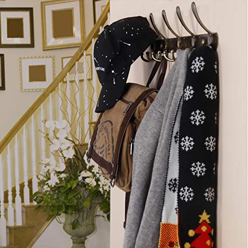 Dseap Wall Mounted Coat Rack - 5 Tri Hooks, Heavy Duty, Stainless Steel, Metal Coat Hook Rail for Coat Hat Towel Purse Robes Mudroom Bathroom Entryway (Bronze, 2 Packs) - color: Bronze, size: L=16" (2 Pcs)