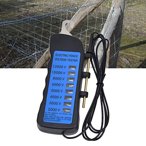 12KV Electric Fence Voltage Tester, ABS Electric Fence Fault Finder with Copper Rod, Farming Equipment Portable Testing Tool with 8 Neon Indicator Lights, 2000-12000V