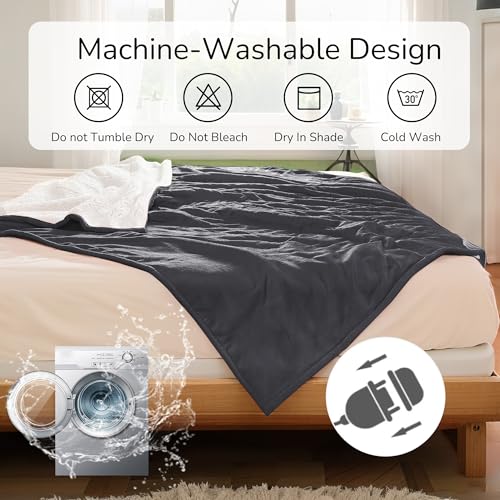 Electric Heated Blanket 90"x100" King Size - Iron Gray | Dual-Sided Microplush Sherpa for Bedroom Couch Use, 4 Heat Settings & 10 Hours Auto Off, Dual Controller, Machine Washable - color: 01-iron Gray, size: King(90"x100")