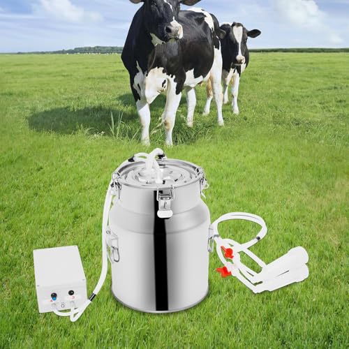Miking Machine, 2in1 Electric Automatic Pulsation Vacuum Milker, 3/5/10/14l Portable Milker for Cows and Sheep (14 L) - size: 14 L