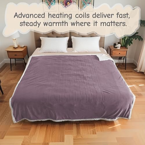 Soypipo Electric Heated Blanket 62"x84", 9 Heat Settings 10-Hour Auto-Off - color: 06-purple, size: Twin 62"x84"