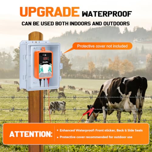 12KV DC AC Powered Electric Fence Charger, 15 Miles 4 Joules, LED - color: Orange