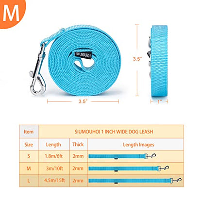 Strong Durable Nylon Dog Training Leash, 1 Inch Wide Traction Rope, 10 ft Long, for Small and Medium Dog (Mint Blue, 10 Feet) - color: Mint blue, size: 10 Feet