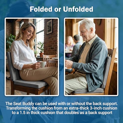 Skil-Care Seat Buddy Cushion, Foldable, 16x16, Grey Cozy Cloth, 914352 - color: Grey