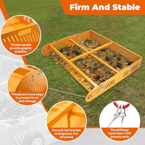 POPMOON 2-in-1 Horse Manure Fork & Tow Behind Trailer Manure Scooper 330lb - size: 43.5" L - no wheels