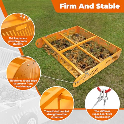 POPMOON 2-in-1 Horse Manure Fork & Tow Behind Trailer Manure Scooper 330lb - size: 43.5" L - no wheels