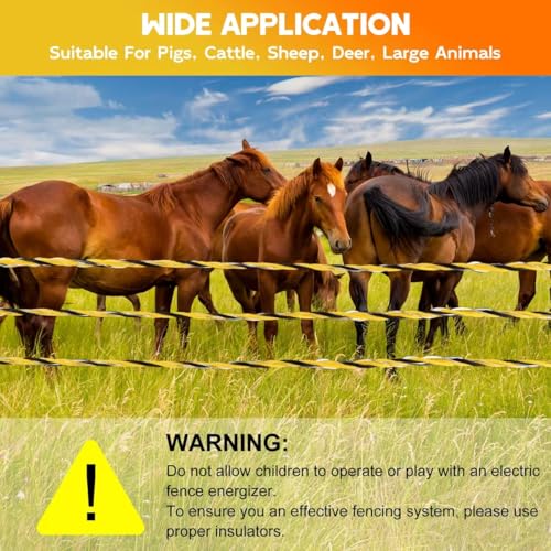 Electric Fence Polywire 1640 Feet, Upgraded 9 Stainless Steel Strands for Reliable Conductivity, Portable PVC-Coated Fiberglass Electric Fenceing 500 Meters, UV, Rust Resistant for Livestock - color: 1640FT