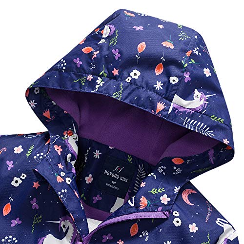 Girls Rain Jacket, Windbreaker Kids Raincoat Waterproof Zip Jacket with Fleece Liner - color: Navy, size: 10