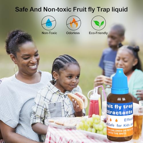Fruit Fly Trap Refill Liquid Replacement Only 6 Packs- Liquid Fly Traps for Indoors- Non Toxic Bait Safe Near Pets,Food and Kids- Fruit Fly Lure Refill Liquid Trap Easy to Use Fly Traps for House