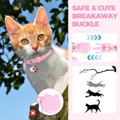 BINGPET Cat Collar Breakaway with Bell, Cute Kitten Collar - color: Fruit-3pcs