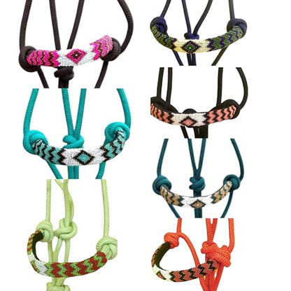 Majestic Ally Padded Beaded Nose Braided Rope Halter with 10' Matching Lead - Full (Turquoise) - color: Turquoise