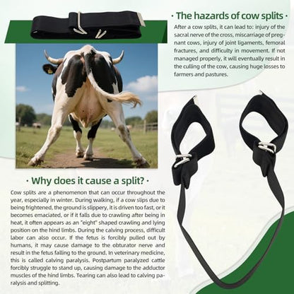 Cow Hobble Milking Restraint Adjustable Anti-Kick Cattle Hoof Binding Strap - color: BLACK