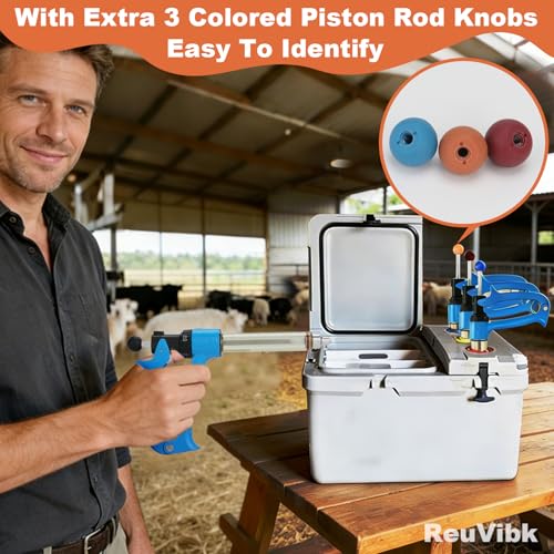25ml Semi-Auto Repeating Livestock Syringe Gun, 5 Dose Settings - color: Blue25ML