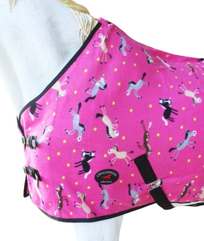 Challenger Horse Polar Fleece Cooler Exercise Blanket Wicks Moisture 43EE01 - color: Pink Pony, size: 68 inches