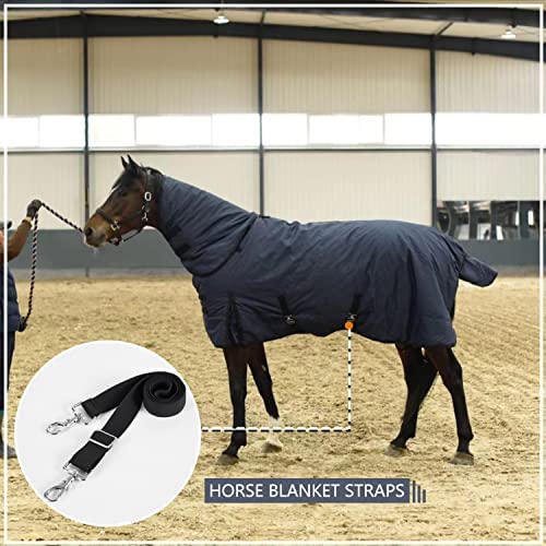Premium Horse Blanket Sheet Leg Straps Replacement Stretchy Belly Strap with Double Swivel Snaps, Adjustable Length from 24 to 42 Inch(4 Pcs)
