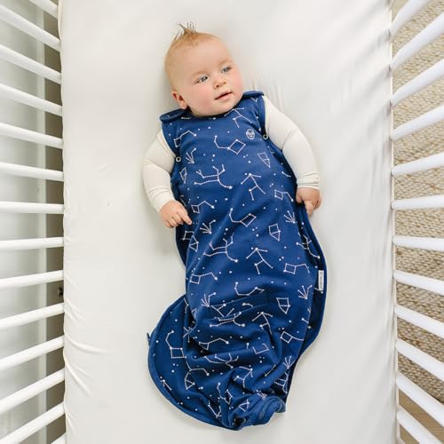 Woolino Toddler Sleeping Bag, 4 Season, Merino Wool and Organic Cotton, Baby Sleep Bag, 2-4 Years, Night Sky - color: Dark Blue