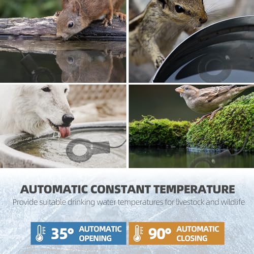 Upgraded 500-Watt Chicken Water Heater - Submergible Cast Aluminum Utility De-Icer with Black Teflon Coating for Livestock Tanks, Winter Bird Bath, and Mineral Buildup Resistance