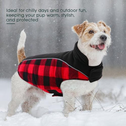 Kuoser Dog Winter Coat, Reversible Waterproof Dog Jacket with Leash Hole, Warm Dogs Fleece Vest Adjustable Doggy Cold Weather Clothes Plaid Christmas Outfit Pet Apparel for Extra Large Dogs, Red 3XL - color: Red, size: XXX-Large (Chest Girth: 35.4-43.3''