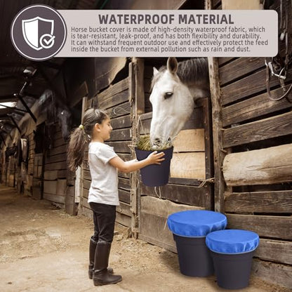 2-5 Gallon Horse Bucket Cover, Waterproof Horse Feed Bucket Cover, Lightweight and Easy to Use (Excluding Bucket, Blue) - color: Blue