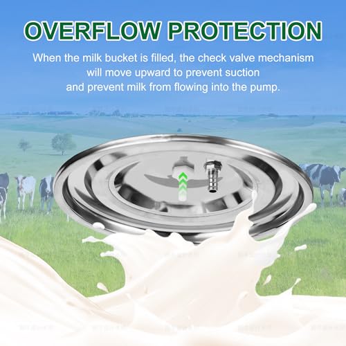 Upgrade 2-in-1 Goats and Cows Milking Machine, 3.7Gal/14L Food-Grade Stainless Steel Bucket with 5200mAh Built-in Rechargeable Battery, 4 Teat Cups, Cordless Pulsation Vaccum Electric Milking Machine - size: 14L
