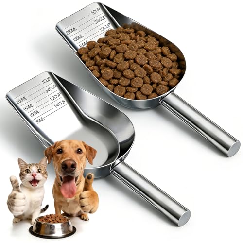 Mity rain 2PCS Dog Food Scoop Stainless Steel with Long Handle - size: 2.0 CUP